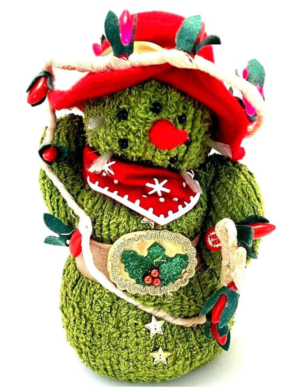 Christmas Musical Plush Holiday Swinging Saguaro Cactus Cowboy Animated Vintage